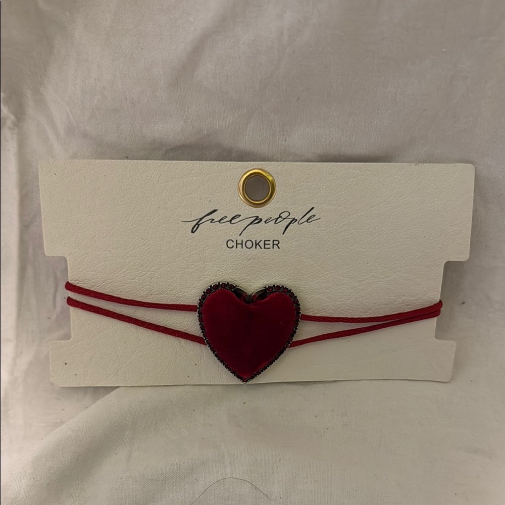 Free People Red Heart Velvet Choker